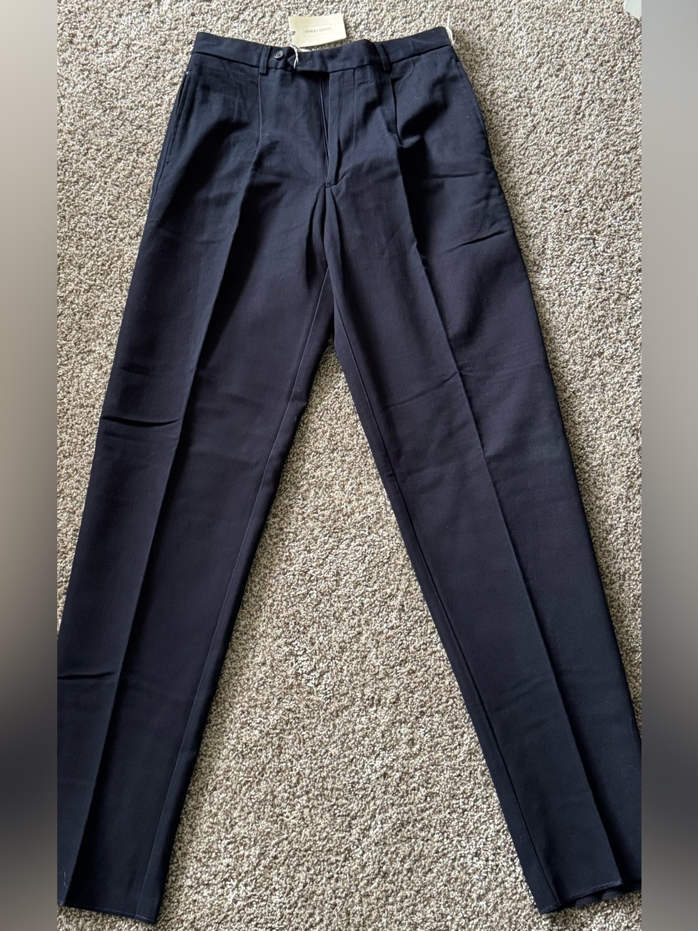 Giorgio Armani Men's Dark Navy Dress Pants - Pleated Front